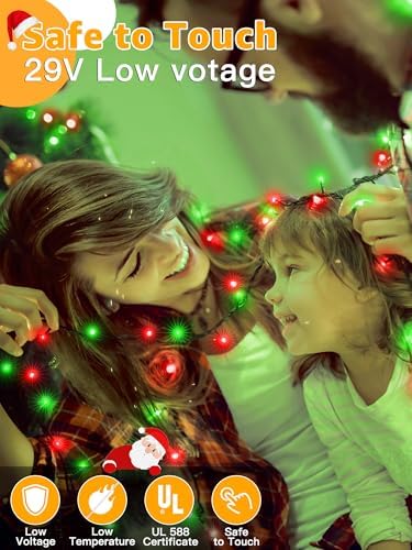 BrightChristmas 500 LED 164 FT Christmas Lights, Waterproof Outdoor String Lights with Remote and Timer, Christmas Tree Lights with 8 Modes Dimmable, Fairy Lights for Holiday Decor (Red and Green)