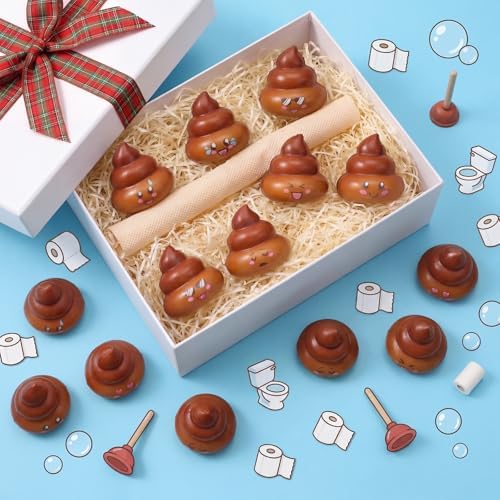 Leyndo 12 Pcs Mini Fake Poop Toys Halloween Party Favors, Brown