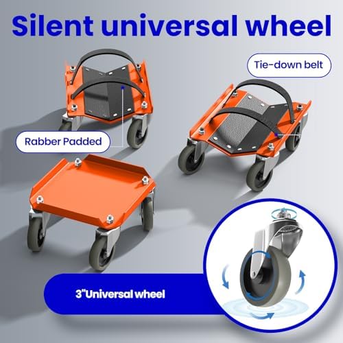 Snowmobile Dolly Set, Heavy Duty Snowmobile Moving System with V-Slide Rubber Pads, 3" TPR Swivel Casters, Steel Garage Storage Dolly for Most Snowmobiles, Up to 1500 lbs Capacity(Black)
