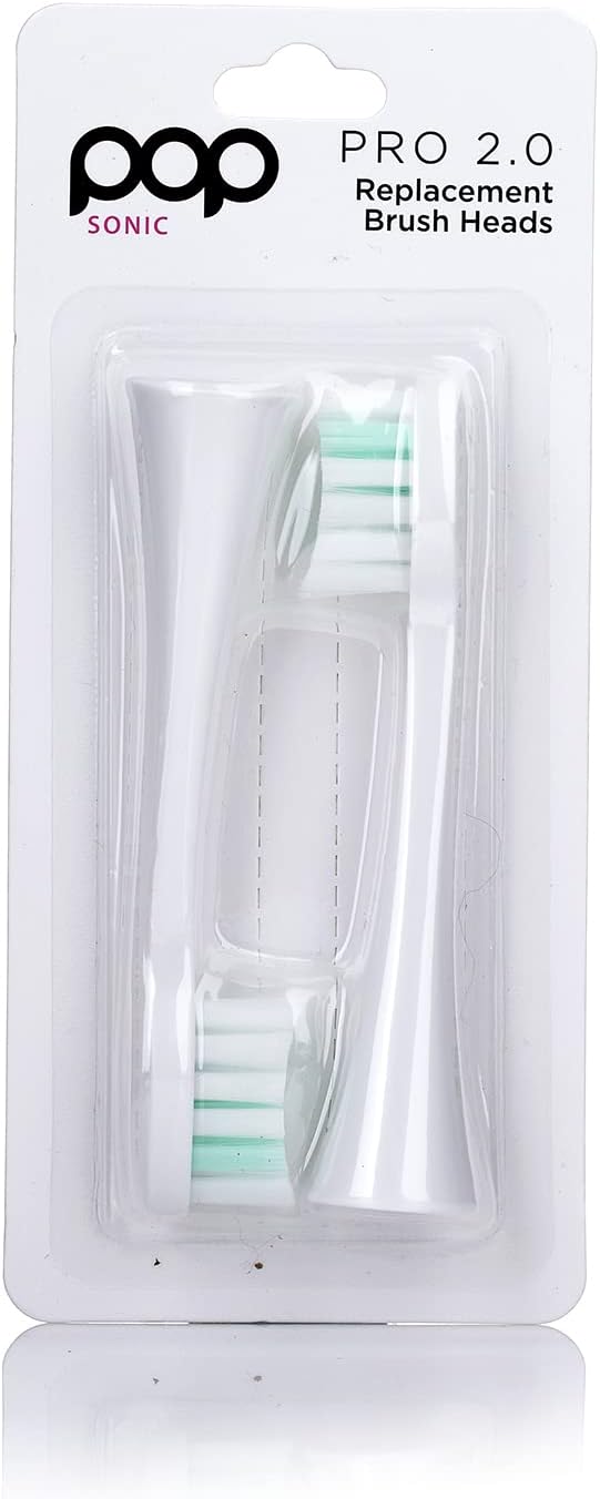 Pop Sonic Replacement Toothbrush Heads (Pack of 2) - Toothbrush Head w/Super Soft Dupont Tynex Nylon Bristles (Pro 2.0 Sonic)
