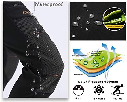 Postropaky Womens Outdoor Snow Ski Pants Waterproof Hiking Insulated Softshell Pants Snowboard Zipper Bottom Leg