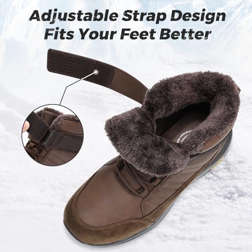 FitVille Wide Width Mens Winter Boots Fur Lined Extra Wide Snow Boot Lightweight Non Slip Outdoor Mens Diabetic Shoes for Flat Feet