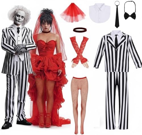 JenPen 9 Pcs Halloween Couple Costume Cosplay Set for Adult