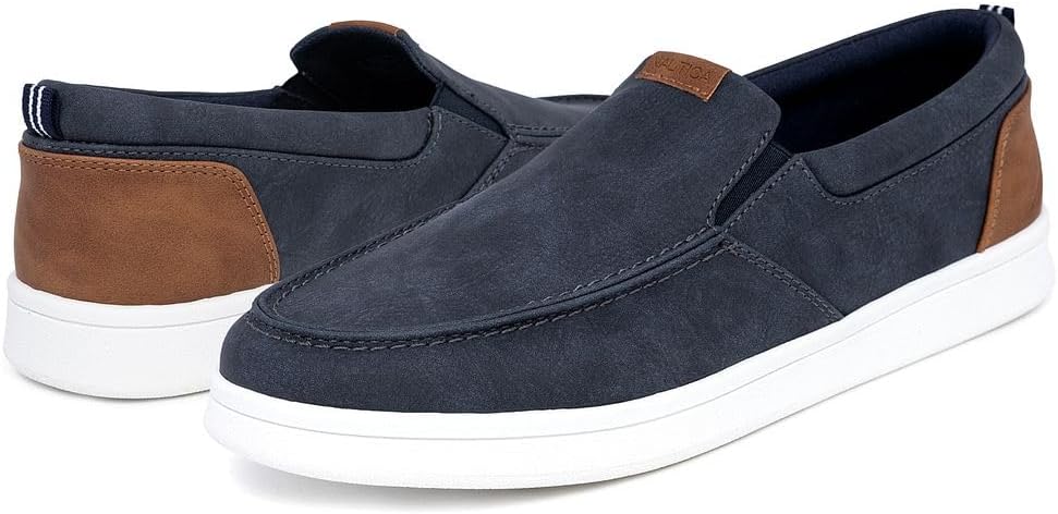Nautica Men's Slip-On Loafers Casual Moc Toe Sneakers Boat Shoes Slipper for Men – Lightweight & Comfortable - Derwin