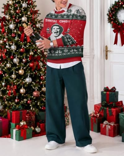 34HD Ugly Xmas Sweater–Funny Knit Christmas Sweater for Women & Men 2025, Long Sleeve Crewneck Holiday Pullover, Unisex Gift