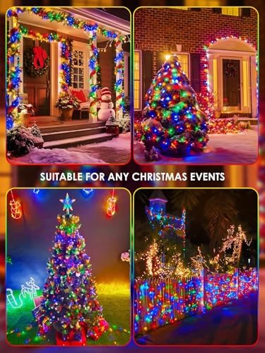 Solar Christmas Lights Outdoor 6 Pack 228FT 600LED String Lights Multicolor