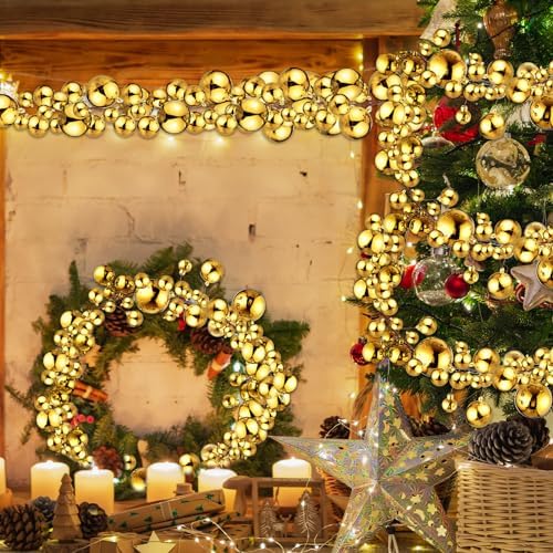 2 Pcs 6 ft Christmas Ball Ornament Garland, Gold