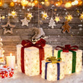 Tangkula Set of 3 Christmas Lighted Gift Boxes, Pre-lit Xmas Box Decoration