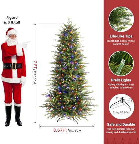 SHareconn 7ft Prelit Artificial Aspen Christmas Tree with Remote Control
