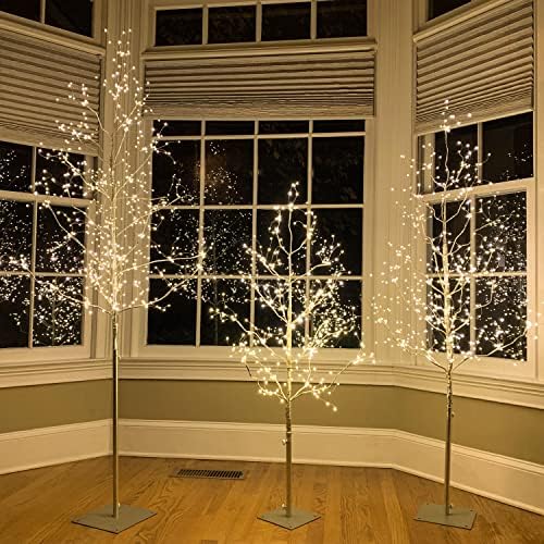 LIGHTSHARE Christmas Tree Combo Kit - Starlit Tree Collection with Angel Lights, 4 Feet 5 Feet and 6 Feet, Golden, Pack of 3, Perfect for Home Decor Holiday Party Wedding