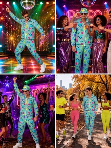 SOMSOC 80s 90s Hip-Hop Tracksuit Costume Set for Men Halloween Party