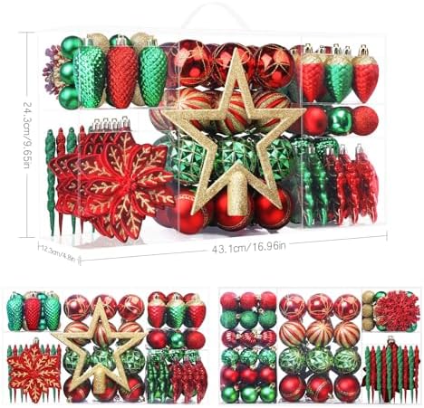 SHareconn 106 PCS Christmas Ball Ornaments for Christmas Tree Decorations