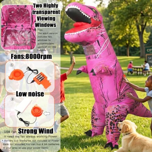 Inflatable Dinosaur Costume for Kids and Adults, Blow Up Party Suit