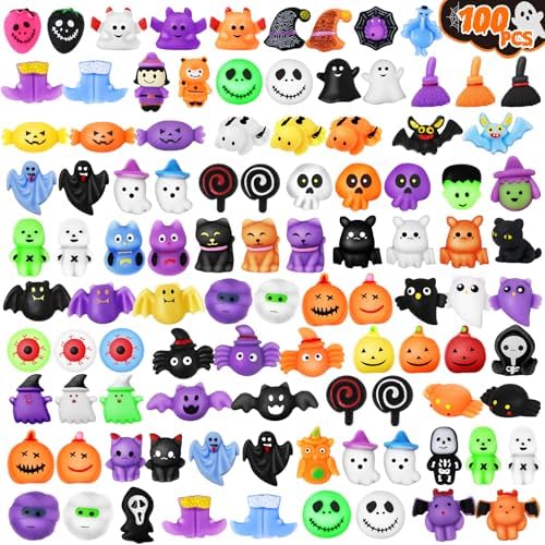 100PCS Halloween Party Favors, Halloween Squishy Toys, Goodie Bags Stuffers