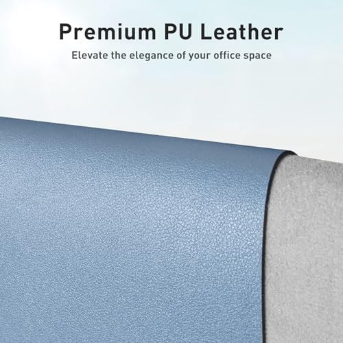 Aothia Leather Desk Pad Protector, Mouse Pad, Office Desk Mat, Non-Slip PU Leather Desk Blotter, Laptop Desk Pad, Waterproof Desk Writing Pad for Office and Home (Denim Blue, 36" x 17")
