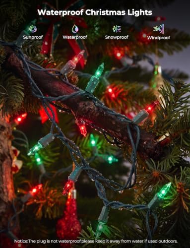 Red and Green Christmas Lights, 20FT 100 Count Incandescent Mini String Lights, Connectable Waterproof Fairy Light Christmas Decorations for Indoor Outdoor Xmas Tree Garland Garden Patio Party Decor