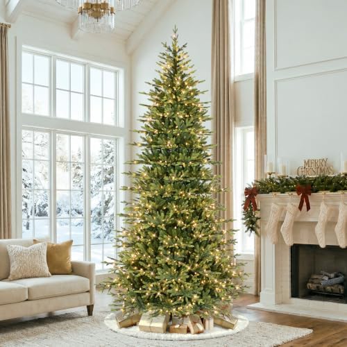 Puleo International 9ft Pre-Lit Slim Balsam Fir Christmas Tree