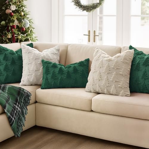 MIULEE Christmas Throw Pillow Covers Dark Green Set of 2 20x20