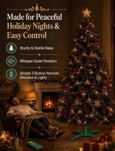 COOLWUFAN Rotating Christmas Tree Stand for 9 ft Artificial Trees