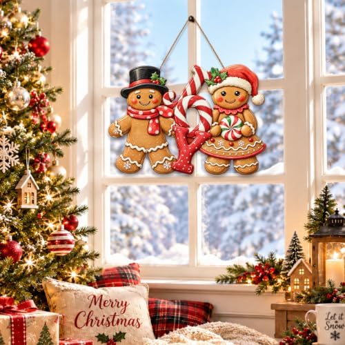 Gingerbread Christmas Decorations Joy Gingerbread Boy Girl Sign
