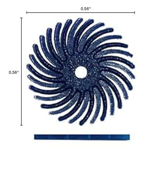 Dedeco Sunburst Radial Bristle Discs 48-Pack - 9/16" Curved - Blue 400 Grit (Fine) - Aluminum Oxide for Polishing & Finishing