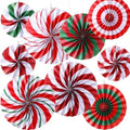 Outus 27 Pcs Christmas Hanging Decorations Candy Paper Fans Peppermint