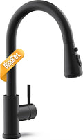 Hiqufet Kitchen Faucet, Pull Down Sprayer, Matte Black | Easy Install, 360 Swivel, 3 Spray Modes, SUS304 Stainless Steel, Leak-Proof, Fingerprint Resistant, Single Handle