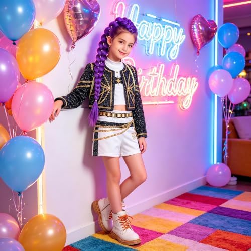 Kids Pop Star Hunter Costume Girls Halloween Costumes with Accessories Set