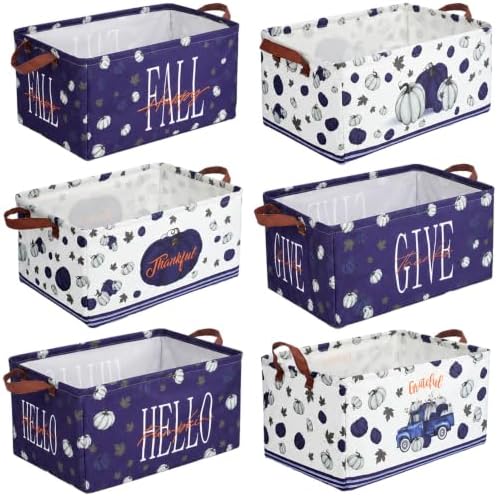 CHENGU 6 Pack Fall Storage Bins Collapsible Autumn Pumpkin Baskets for Gift