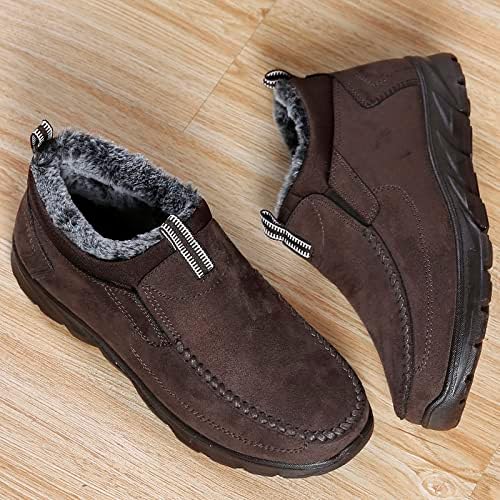 COSIDRAM Mens Shoes Winter Snow Boots Slip On Warm Cotton Padded Loafers