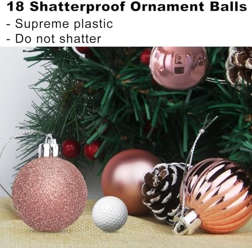 Rose Gold 3.2" Large Christmas Balls - Christmas Tree Decoration Ornaments Shatterproof Hanging Balls for Birthday Halloween Holiday Wedding Decorations Set of 18pcs