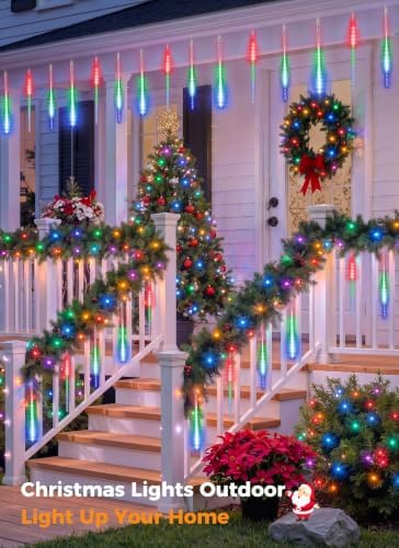 Meteor Shower Lights Outdoor,16 Inch 10 Tube 360 LED Icicle Christmas Light