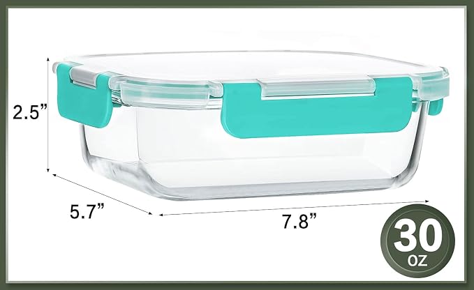 10 Packs 30 oz Glass Meal Prep Containers with Lids, Green | Glass Food Storage Containers, Airtight Lunch Bento Boxes, Microwave, Oven, Freezer and Dishwasher