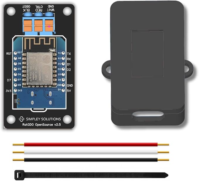 Smart Garage Door Opener, RatGDO Open Source Board with Case. Works with Chamberlain and Liftmaster Models | Security+ 2.0 | No Subscription Fees (Included D1 Mini ESP12 ESP8266 | HomeKit/Apple Home)
