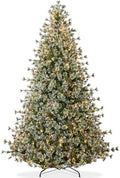 Best Choice Products 9ft Pre-Lit Cashmere Christmas Tree, Premium Semi-Flocked Artificial Holiday Decor w/Cordless Connection, 2-in-1 LED Lights