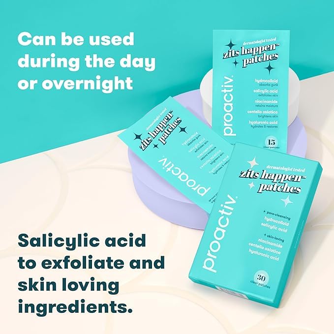 Proactiv 3 Step Acne Treatment w/ Pimple Patches - Benzoyl Peroxide Face Wash, Repairing Acne Spot Treatment for Face and Body, Exfoliating Toner - 90 Day Complete Acne Skin Care Kit + Pimple Patches