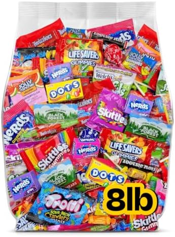 Halloween Bulk Candy Variety Pack - 8lb Halloween Candy Individually Wrapped - Assorted Candy for Trick or Treat, Party Favors, Goodie Bags & Office Snacks - Pinata Candy Assortment - 8 Pound Box of Candy