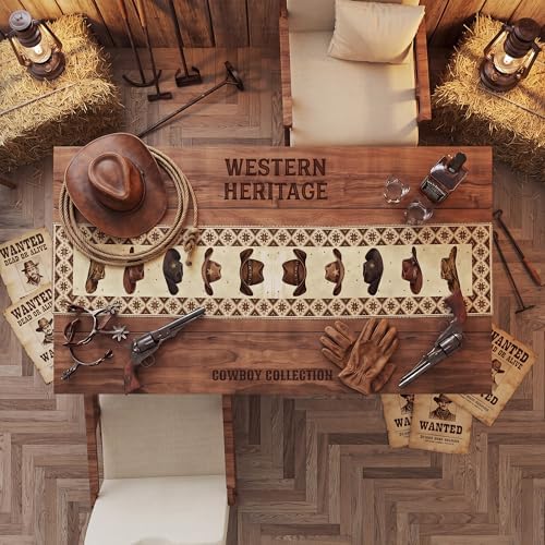 Western Party Decorations - Western Cowboy Table Runner for Cowboy Party Decorations | Western Backdrop for Home Decor - Western Cowboy Party Favors Supplies for Home Kitchen