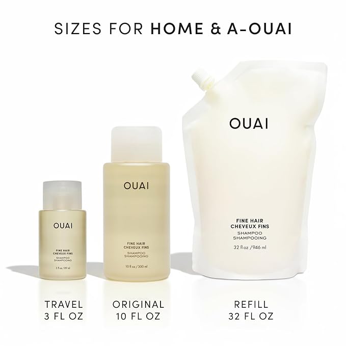 OUAI Fine Hair Shampoo - Travel Size Biotin Thickening Shampoo for Flat, Thin Hair - Volumizing & Strengthening Keratin & Chia Seed Oil for Women & Men - Lightweight, Color-Safe, Sulfate Free, 3 Oz