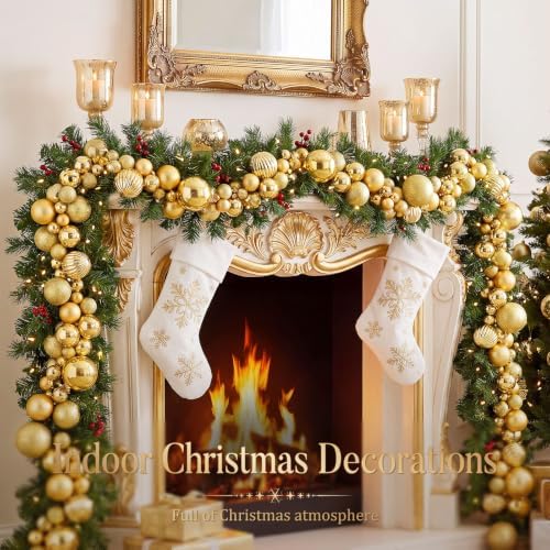 6 ft Christmas Ball Garland, Gold