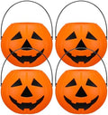 Beeveer 4 Pcs Plastic Pumpkin Buckets, Halloween Candy Baskets, Funny