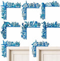 Qunclay 6 Pcs Coastal Door Corner Frame, Blue Christmas Coastal Door Topper