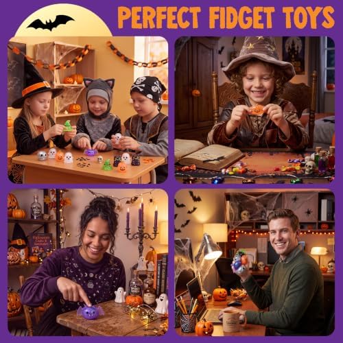 JOYIN 24 PCS Halloween Mini Glitter Squishy Toys, Slow Rising Squishy Toys, Anxiety Relief Stress Balls, Sensory Toy for Kids Teens, Party Favors, Trick or Treating, Classroom Prize