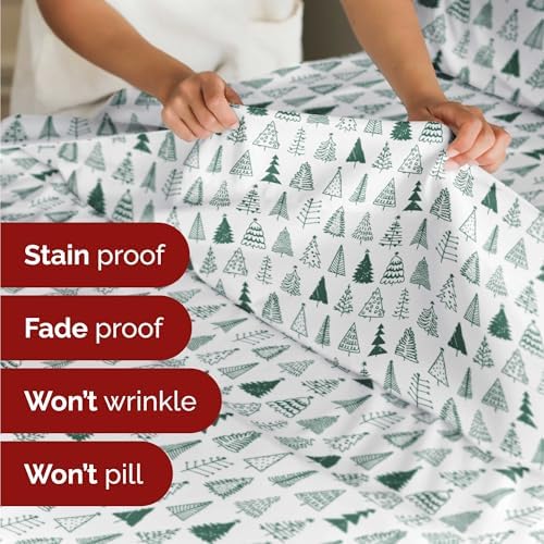 Christmas Sheet Set, Christmas Tree 3, Holiday Xmas Bedding Set - King Size