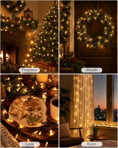 LED Mini Christmas Lights Outdoor, Battery Operated 18FT 50 LED Warm White String Lights with Timer & Memory Function, 8 Modes Waterproof Twinkle Lights for Garland Wreath Party Wedding & Indoor Decor