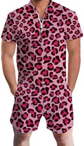 RAISEVERN Mens Romper Male Zipper Shorts Sleeve One Piece Bro Outfits