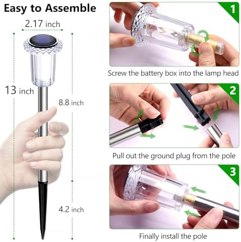 DenicMic Solar Lights Outdoor Waterproof 10 Pack Pathway Lights Cool White