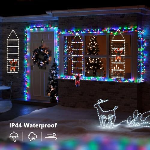 Toodour LED Christmas Light - 2.5FT Christmas Decorative Ladder Lights with Santa Claus, Xmas Decorations Light for Indoor Outdoor, Window, Garden, Home, Wall, Xmas Tree Decor - White