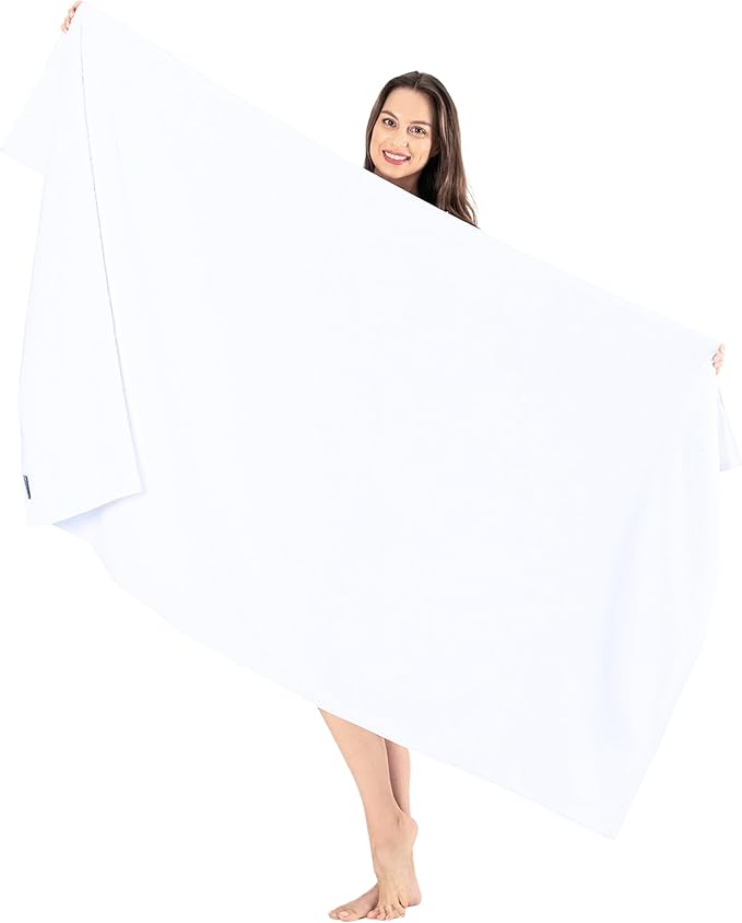 SALBAKOS Luxury 100% Turkish Cotton Bath Sheet 40x80 in (1-Piece, White) | Extra Large Jumbo Oversized Bathroom and Beach Towel, Super Soft Highly Absorbent Thick Premium Hotel Quality, Made in Turkey