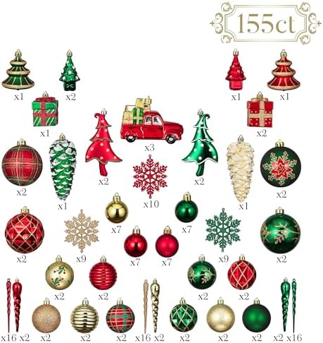 Valery Madelyn 155ct Christmas Tree Decorations Ball Ornaments Set